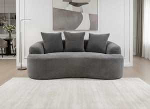 English Elm 65.35" Curved Compact Loveseat with Pocket Spring Upholstery for Studio Living Spaces Grey B2735P477764
