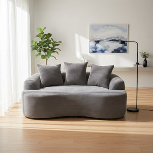English Elm 65.35" Curved Compact Loveseat with Pocket Spring Upholstery for Studio Living Spaces Grey B2735P477764