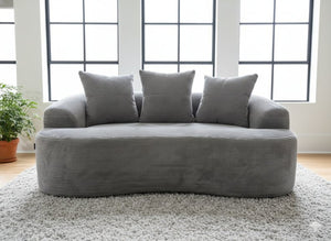 English Elm 65.35" Curved Compact Loveseat with Pocket Spring Upholstery for Studio Living Spaces Grey B2735P477764