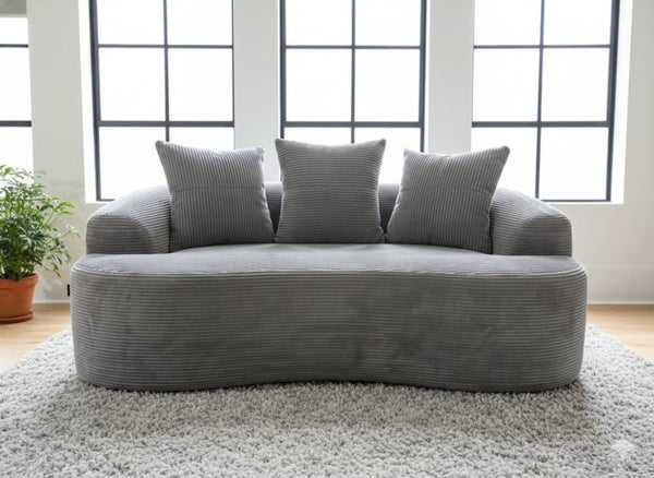 English Elm 65.35" Curved Compact Loveseat with Pocket Spring Upholstery for Studio Living Spaces Grey B2735P477764