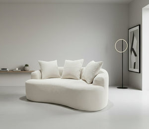 English Elm 65.35" Curved Compact Loveseat with Pocket Spring Upholstery for Studio Living Spaces Beige B2735P477765