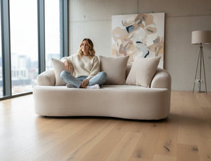 English Elm 65.35" Curved Compact Loveseat with Pocket Spring Upholstery for Studio Living Spaces Beige B2735P477765