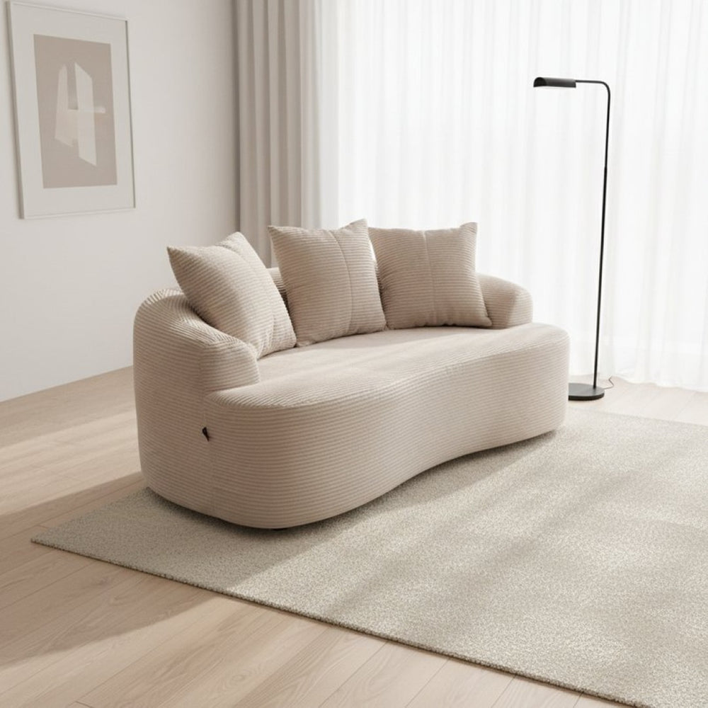 English Elm 65.35" Curved Compact Loveseat with Pocket Spring Upholstery for Studio Living Spaces Beige B2735P477765
