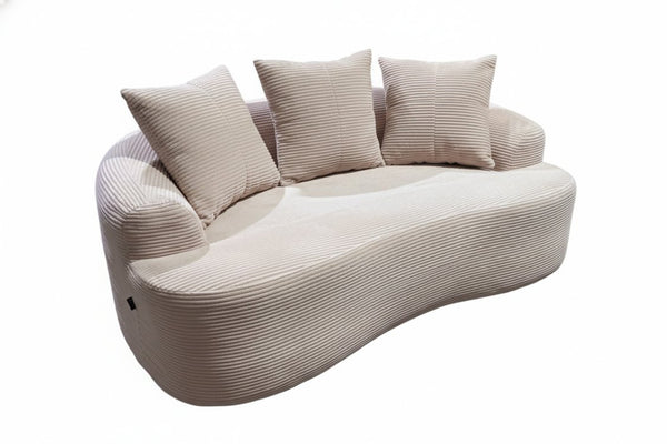 English Elm 65.35" Curved Compact Loveseat with Pocket Spring Upholstery for Studio Living Spaces Beige B2735P477765
