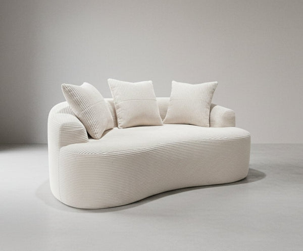English Elm 65.35" Curved Compact Loveseat with Pocket Spring Upholstery for Studio Living Spaces Beige B2735P477765