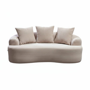English Elm 65.35" Curved Compact Loveseat with Pocket Spring Upholstery for Studio Living Spaces Beige B2735P477765