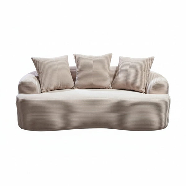 English Elm 65.35" Curved Compact Loveseat with Pocket Spring Upholstery for Studio Living Spaces Beige B2735P477765