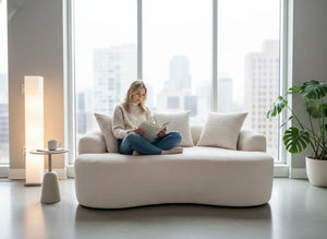 English Elm 65.35" Curved Compact Loveseat with Pocket Spring Upholstery for Studio Living Spaces Beige B2735P477765