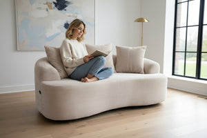 English Elm 65.35" Curved Compact Loveseat with Pocket Spring Upholstery for Studio Living Spaces Beige B2735P477765