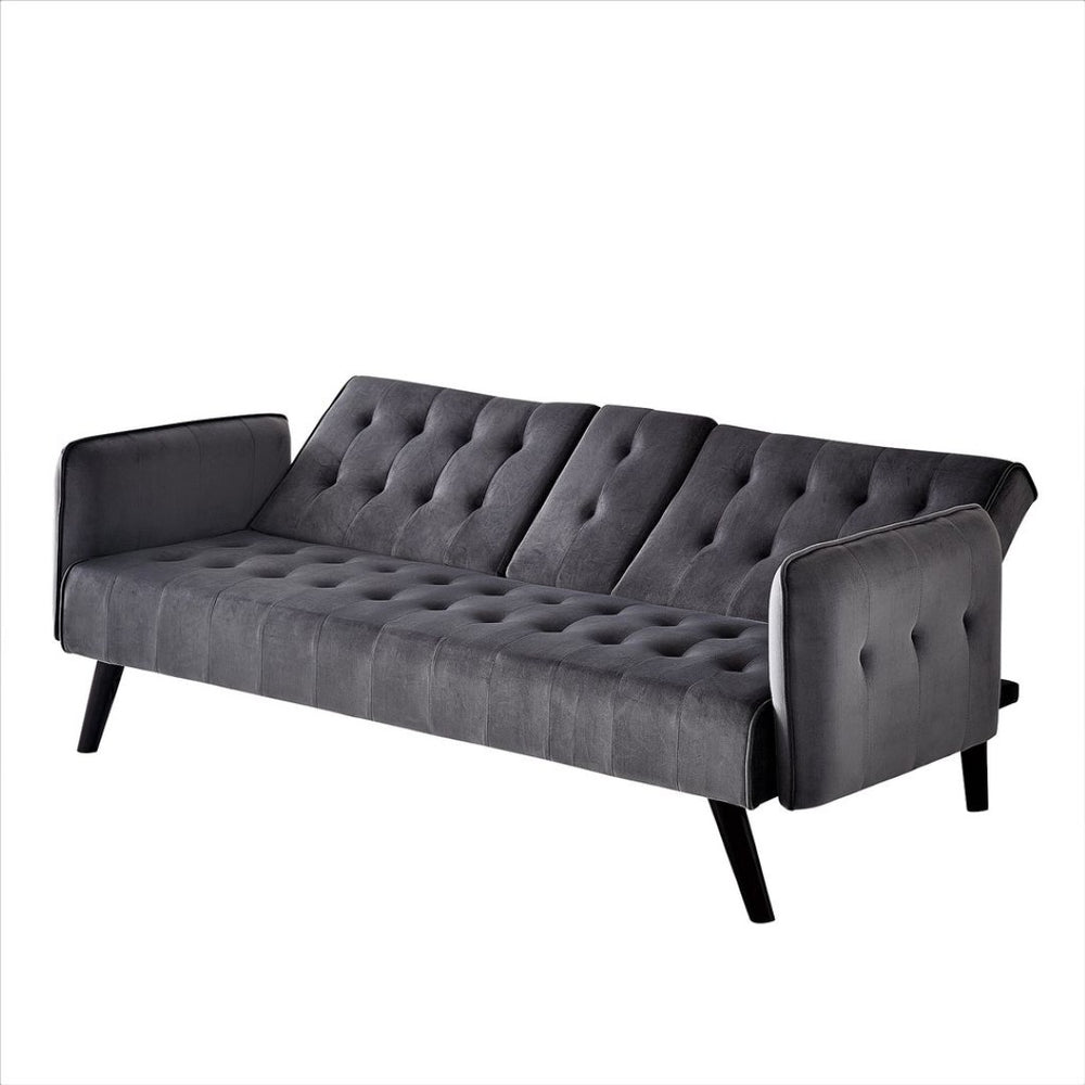English Elm 72" Velvet Tufted Futon Sleeper Sofa with Cup Holder Mid-century Modern Studio Couch B2735P498840