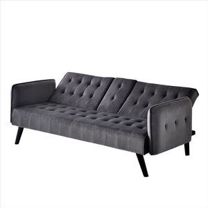 English Elm 72" Velvet Tufted Futon Sleeper Sofa with Cup Holder Mid-century Modern Studio Couch B2735P498840
