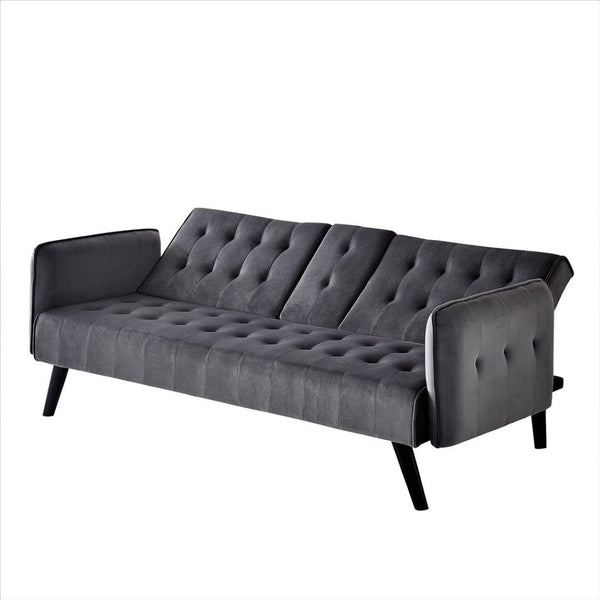 English Elm 72" Velvet Tufted Futon Sleeper Sofa with Cup Holder Mid-century Modern Studio Couch B2735P498840