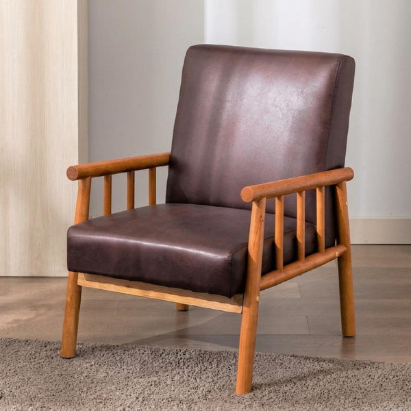 English Elm 25'' Mid-century Modern Accent Chair Microfiber Upholstery Tapered Legs Living Room Dark Brown B2735P506913