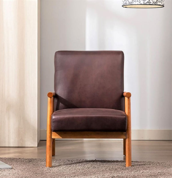 English Elm 25'' Mid-century Modern Accent Chair Microfiber Upholstery Tapered Legs Living Room Dark Brown B2735P506913