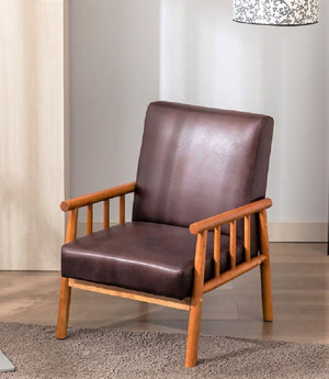 English Elm 25'' Mid-century Modern Accent Chair Microfiber Upholstery Tapered Legs Living Room Dark Brown B2735P506913