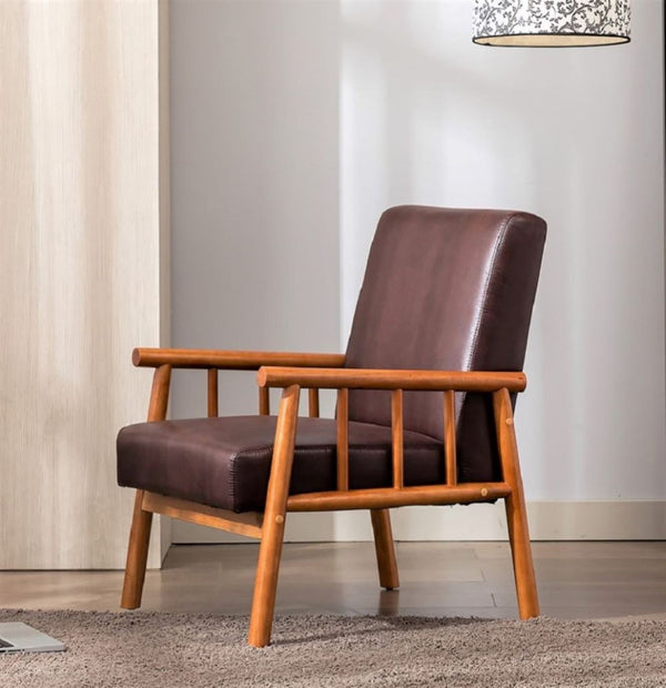 English Elm 25'' Mid-century Modern Accent Chair Microfiber Upholstery Tapered Legs Living Room Dark Brown B2735P506913