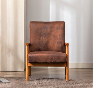 English Elm 25'' Mid-century Modern Accent Chair Microfiber Upholstery Tapered Legs Living Room Brown B2735P506914