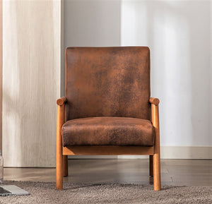 English Elm 25'' Mid-century Modern Accent Chair Microfiber Upholstery Tapered Legs Living Room Light Brown B2735P506915