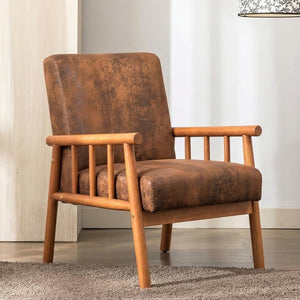 English Elm 25'' Mid-century Modern Accent Chair Microfiber Upholstery Tapered Legs Living Room Light Brown B2735P506915