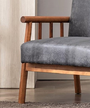 English Elm 25'' Mid-century Modern Accent Chair Microfiber Upholstery Tapered Legs Living Room Grey B2735P506916