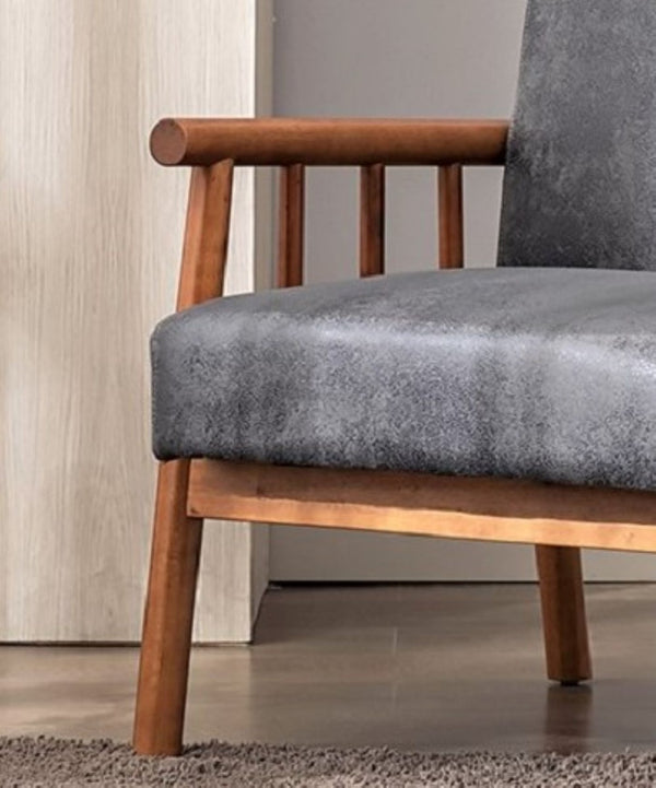 English Elm 25'' Mid-century Modern Accent Chair Microfiber Upholstery Tapered Legs Living Room Grey B2735P506916