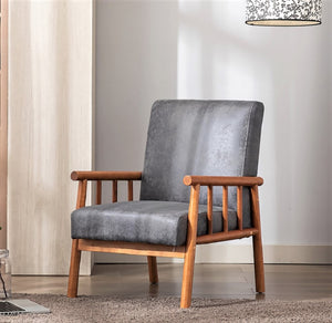 English Elm 25'' Mid-century Modern Accent Chair Microfiber Upholstery Tapered Legs Living Room Grey B2735P506916