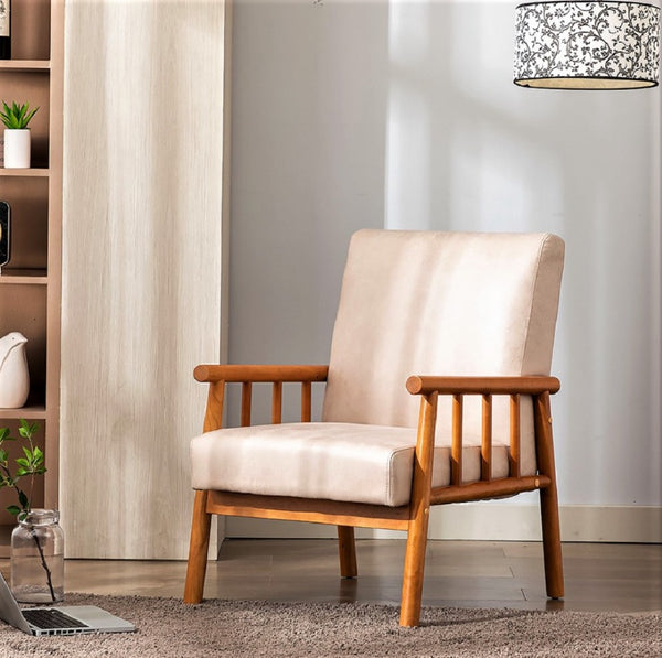 English Elm 25'' Mid-century Modern Accent Chair Microfiber Upholstery Tapered Legs Living Room Light Camel B2735P506917