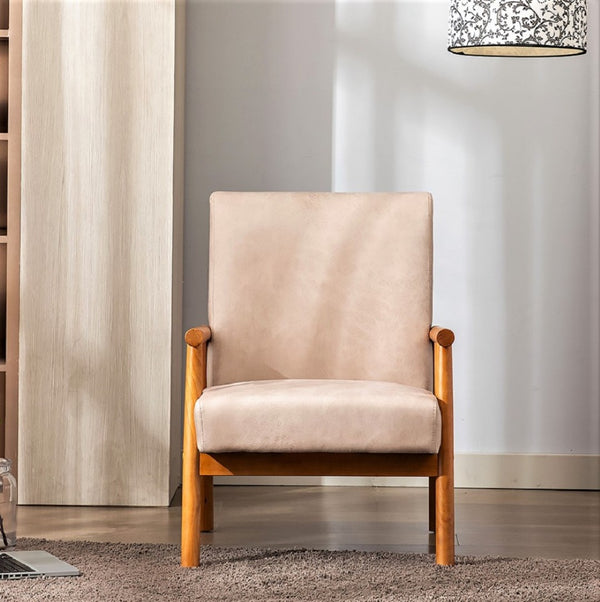 English Elm 25'' Mid-century Modern Accent Chair Microfiber Upholstery Tapered Legs Living Room Light Camel B2735P506917