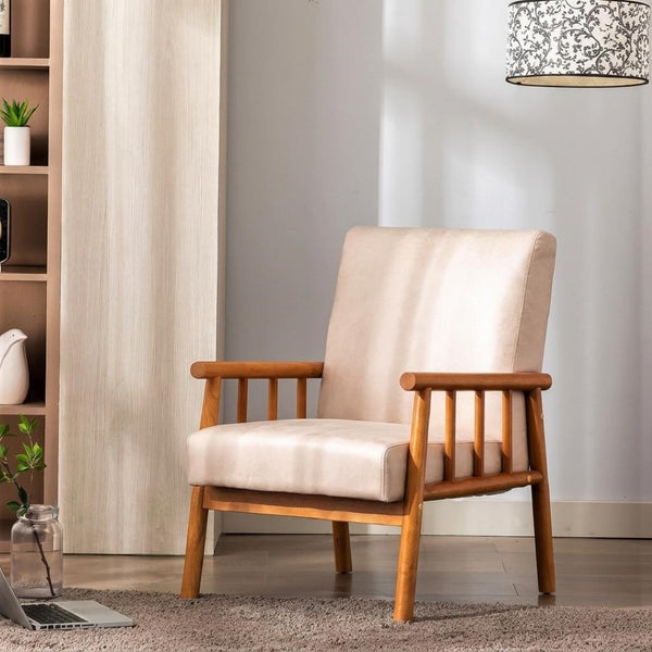 English Elm 25'' Mid-century Modern Accent Chair Microfiber Upholstery Tapered Legs Living Room Light Camel B2735P506917