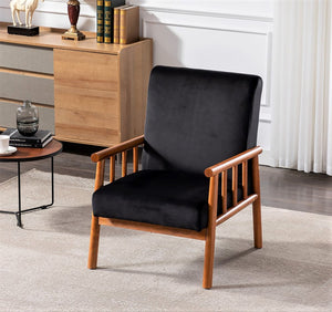 English Elm 25'' Mid-century Modern Velvet Accent Chair with Tapered Legs for Living Room Black B2735P506918