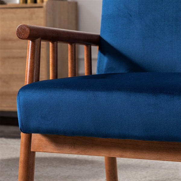 English Elm 25'' Mid-century Modern Velvet Accent Chair with Tapered Legs for Living Room Dark Blue B2735P506919
