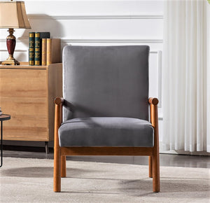 English Elm 25'' Mid-century Modern Velvet Accent Chair with Tapered Legs for Living Room Grey B2735P506920