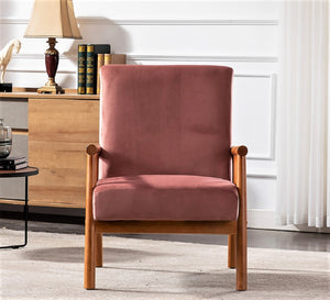 English Elm 25'' Mid-century Modern Velvet Accent Chair with Tapered Legs for Living Room Rose B2735P506921