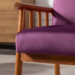 English Elm 25'' Mid-century Modern Velvet Accent Chair with Tapered Legs for Living Room Eggplant B2735P506923