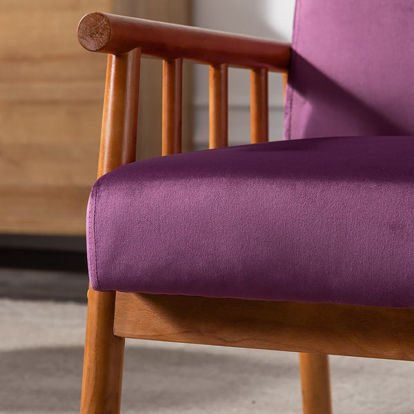 English Elm 25'' Mid-century Modern Velvet Accent Chair with Tapered Legs for Living Room Eggplant B2735P506923