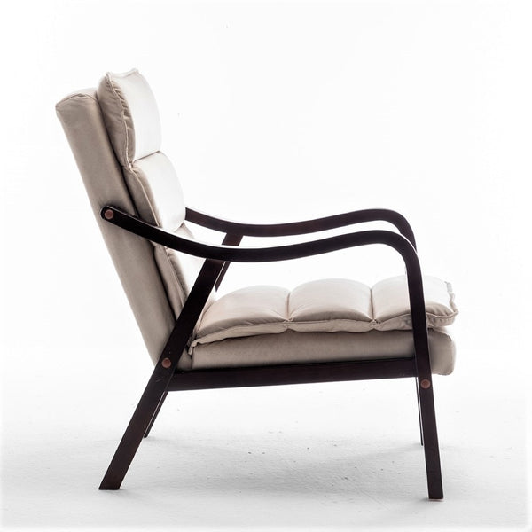 English Elm Mid-century Modern Accent Chair Velvet Upholstered Espresso Wood Frame for Living Room Light Camel B2735P507018