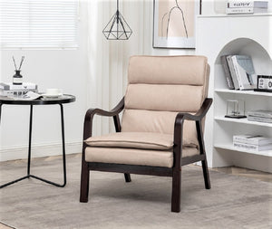 English Elm Mid-century Modern Accent Chair Velvet Upholstered Espresso Wood Frame for Living Room Light Camel B2735P507018