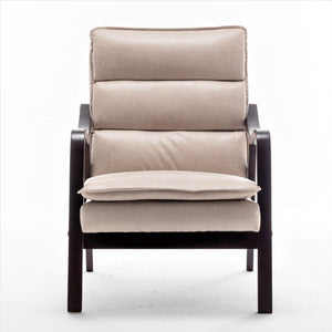 English Elm Mid-century Modern Accent Chair Velvet Upholstered Espresso Wood Frame for Living Room Light Camel B2735P507018