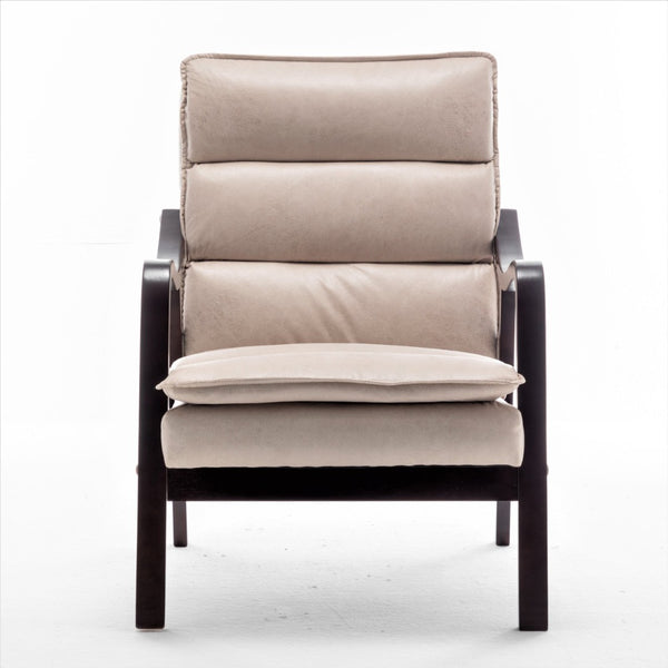 English Elm Mid-century Modern Accent Chair Velvet Upholstered Espresso Wood Frame for Living Room Light Camel B2735P507018