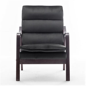 English Elm Mid-century Modern Accent Chair Velvet Upholstered Espresso Wood Frame for Living Room Black B2735P507019
