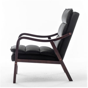 English Elm Mid-century Modern Accent Chair Velvet Upholstered Espresso Wood Frame for Living Room Black B2735P507019