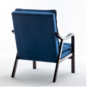 English Elm Mid-century Modern Accent Chair Velvet Upholstered Espresso Wood Frame for Living Room Dark Blue B2735P507020