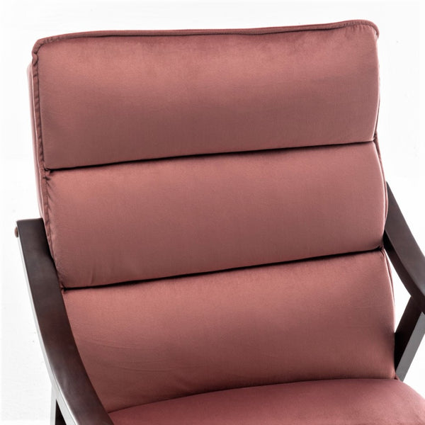 English Elm Mid-century Modern Accent Chair Velvet Upholstered Espresso Wood Frame for Living Room Rose B2735P507022