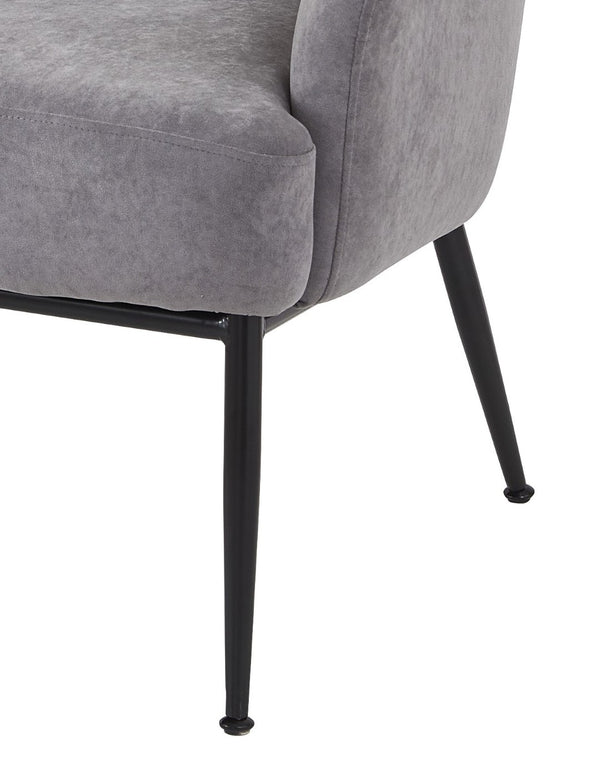 English Elm Grey Velvet Armchair with Black Metal Legs Wide Back Modern Seat for Any Room B2735P507338