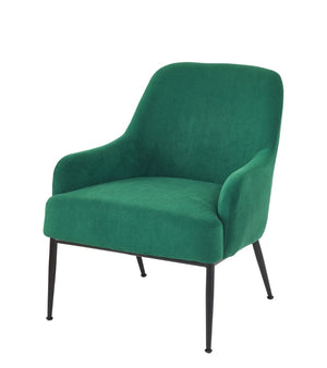 English Elm Green Velvet Armchair Emerald Upholstered Seat with Matte Black Legs for Modern Spaces B2735P507339