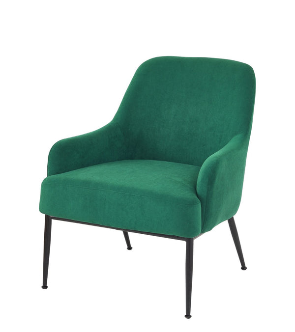 English Elm Green Velvet Armchair Emerald Upholstered Seat with Matte Black Legs for Modern Spaces B2735P507339
