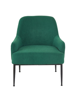 English Elm Green Velvet Armchair Emerald Upholstered Seat with Matte Black Legs for Modern Spaces B2735P507339