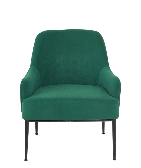 English Elm Green Velvet Armchair Emerald Upholstered Seat with Matte Black Legs for Modern Spaces B2735P507339