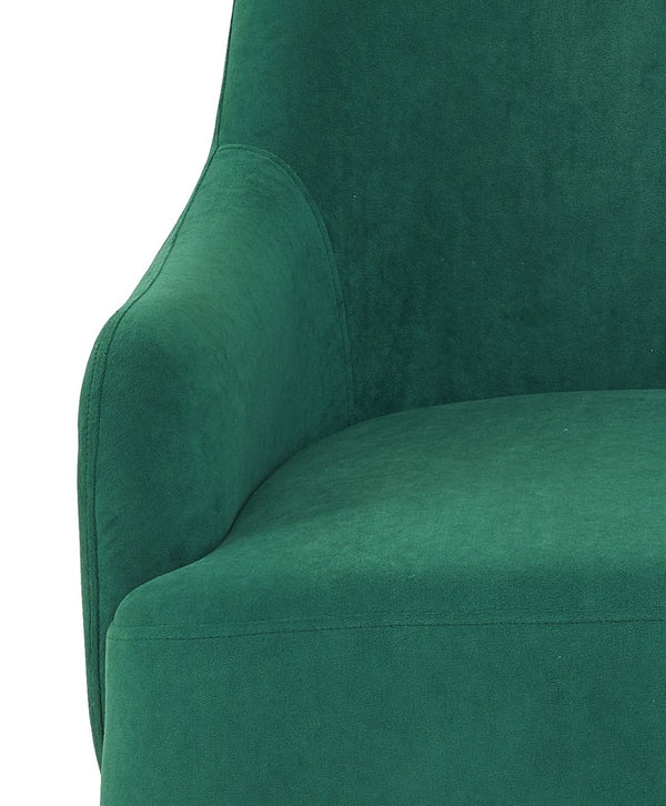 English Elm Green Velvet Armchair Emerald Upholstered Seat with Matte Black Legs for Modern Spaces B2735P507339