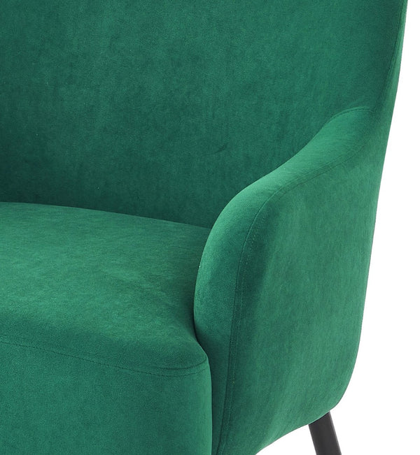 English Elm Green Velvet Armchair Emerald Upholstered Seat with Matte Black Legs for Modern Spaces B2735P507339